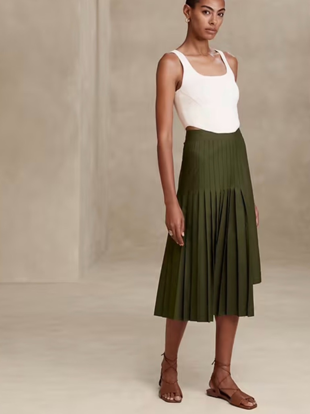 Banana Republic Pleated Asymmetrical Midi Skirt - Picture 7 of 9
